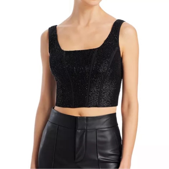 FRAME | Black Beaded Corset Top / Like New - Picture 1 of 6